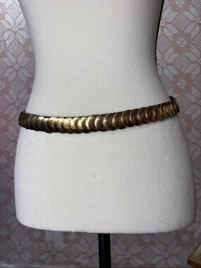Metal Disc Link Waist Belt in Antique Gold